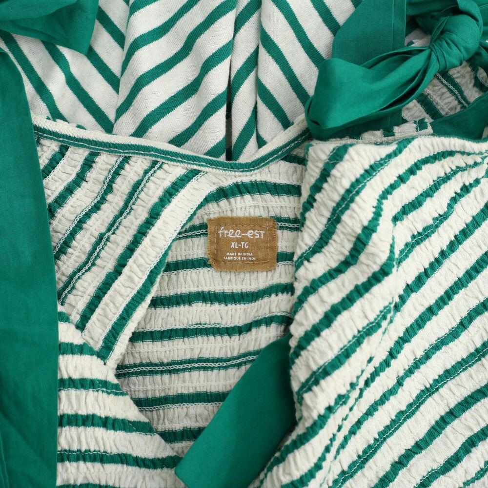 Free People Free-Est Cecelia Midi Dress Striped Printed Smocked Cotton XL 286382 - Picture 8 of 8